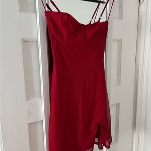 Elegant Red Spaghetti Strap Dress